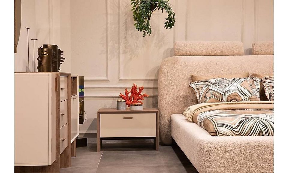 Japandi Nachttisch Beige aus Holz